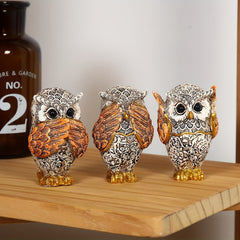 3pcs Three No Owls Statue Resin Decoration Crafts for Home