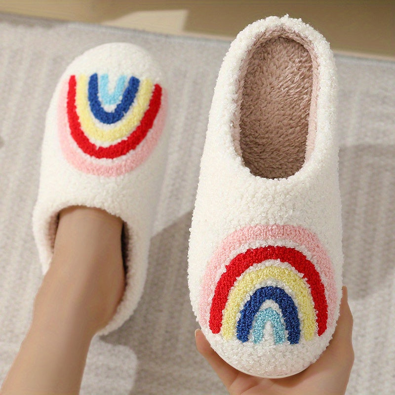 Plush Evil Eye Slippers Warm Fuzzy Indoor Shoes Cozy Bedroom Slippers