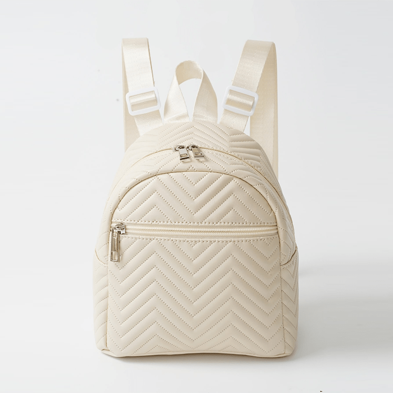 Embroidered PU Leather Small Backpack Waterproof School Travel Bag