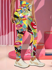 High Waist Yoga Pants with Butt Lifting, KISS Lips Print