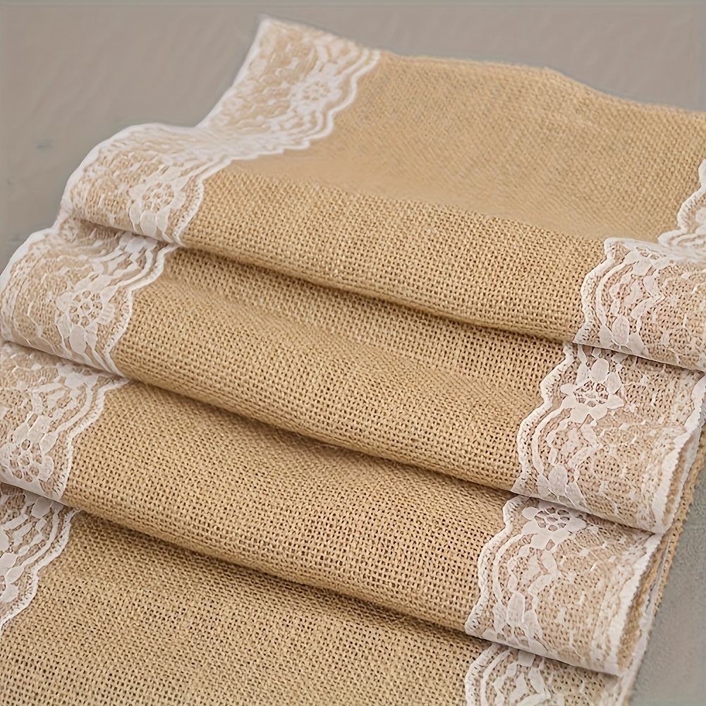 Natural Linen Table Runner Romantic Cloth For Wedding Party Decoration