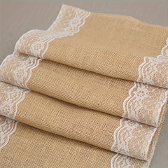 Natural Linen Table Runner Romantic Cloth For Wedding Party Decoration
