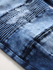 Men's Slim Fit Biker Jeans Stretch Distressed Denim