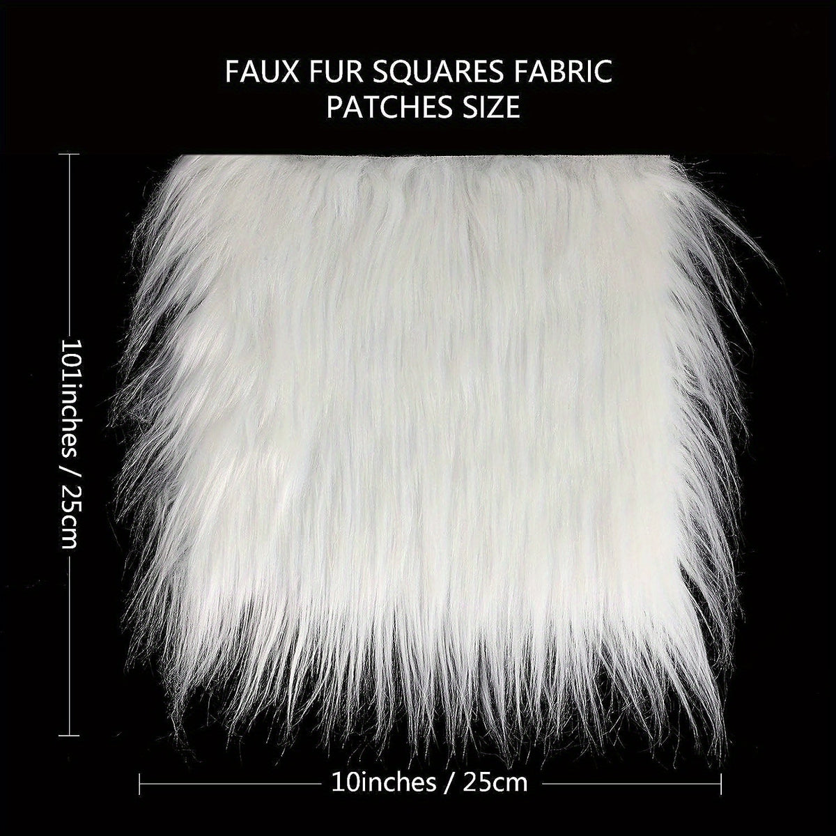 Faux Fur Square Fabric Plush Scarf Patch DIY Fabric 9.8in