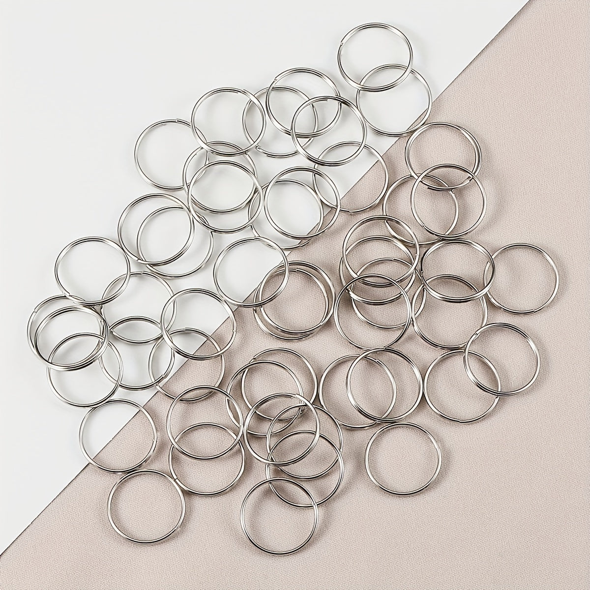 50pcs Metal Keyring Blank Circle DIY Keychain Jewelry Making 6 20mm