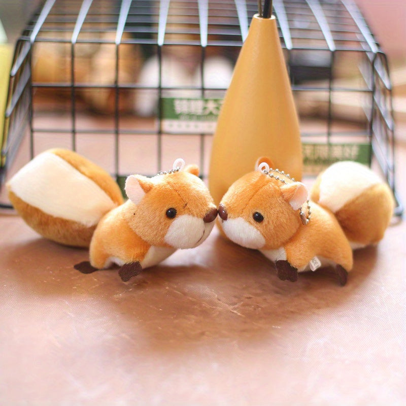 2pcs Squirrel Pendant Plush Doll Bag Keychain Birthday Gift