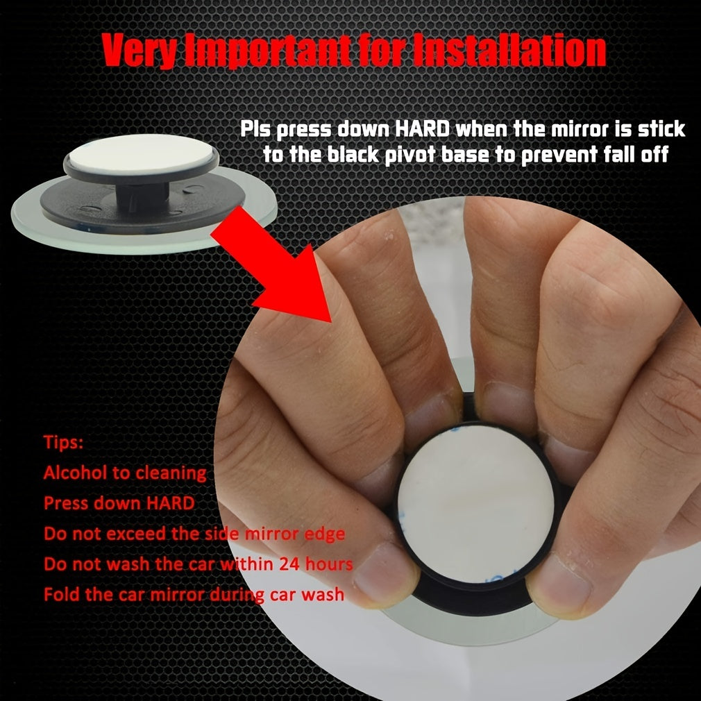 2pcs Car Blind Spot Mirror Round Reflective Adjustable 360 Degree Borderless