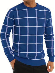 Knitted Plaid Sweater Men's Casual Warm Pullover