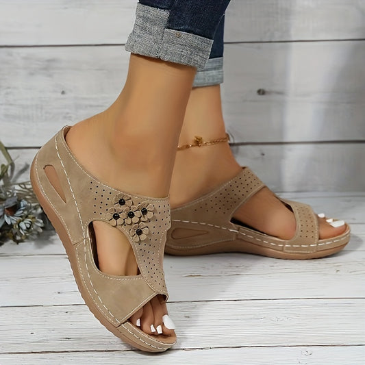 Women's Faux Leather Beach Sandals - Breathable & Comfortable