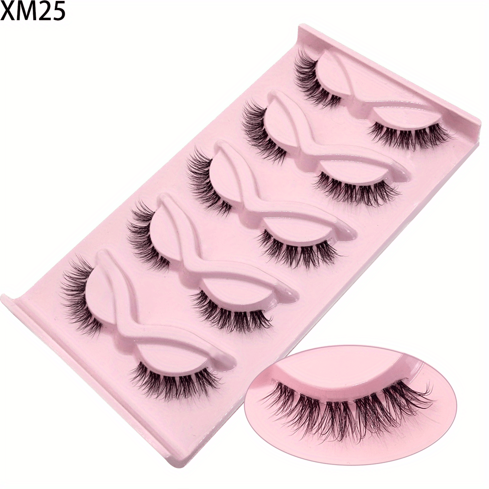 5 Pairs Soft False Eyelashes Fluffy Natural Look Faux Mink Eyelashes