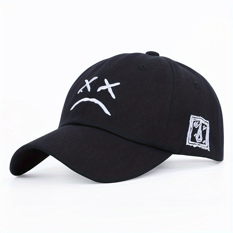 Crying Face Embroidery Baseball Cap Hip Hop Unisex Couple Sun Hats Adjustable