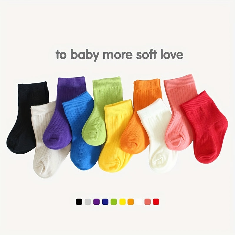 10 Pairs Girls Rainbow Candy Crew Socks for Kids