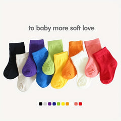 10 Pairs Girls Rainbow Candy Crew Socks for Kids