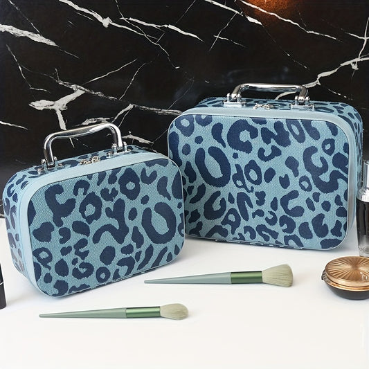 Leopard Pattern Makeup Train Case with Handle