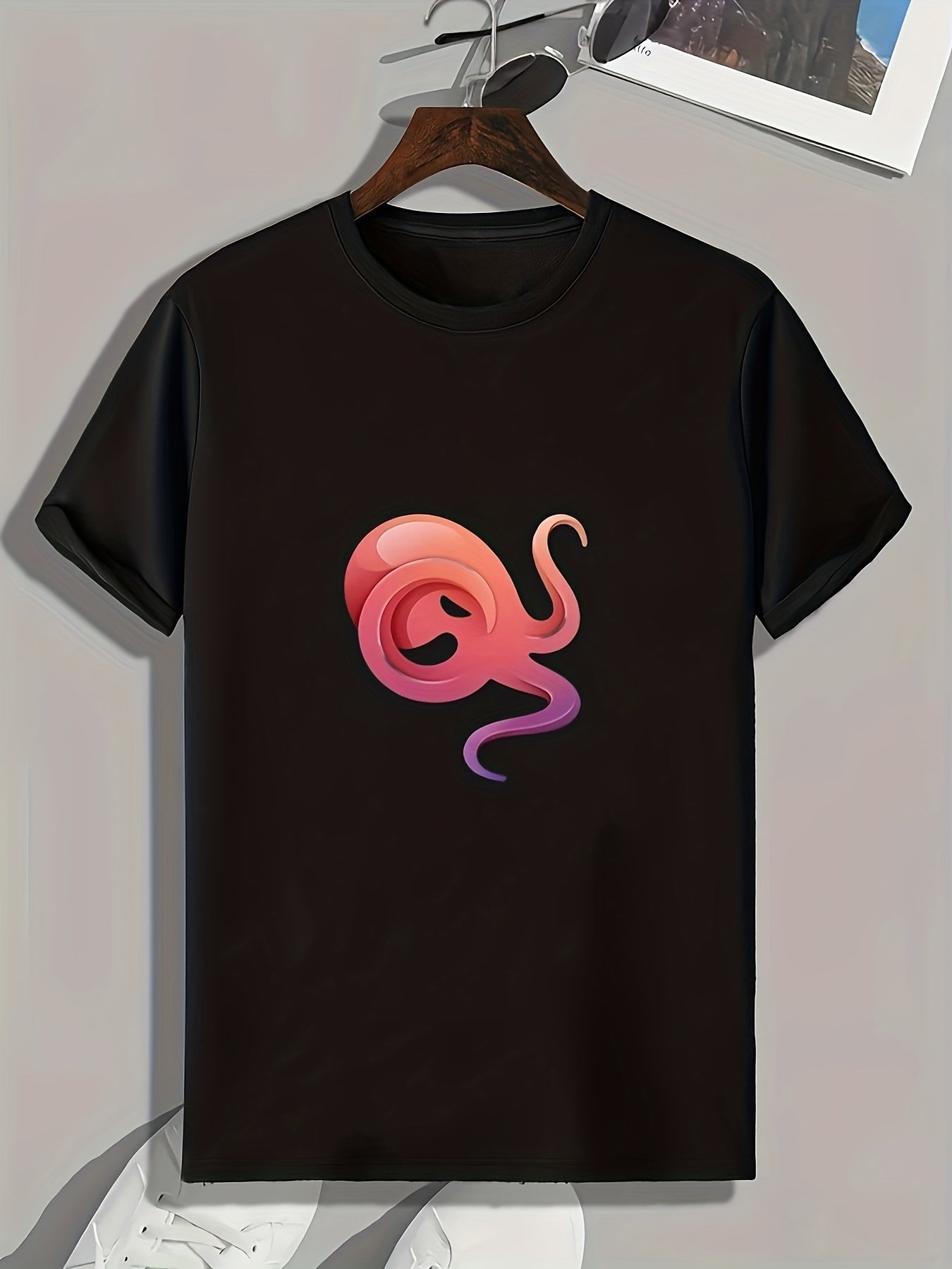 Cartoon Print Men's Graphic Tee for Summer