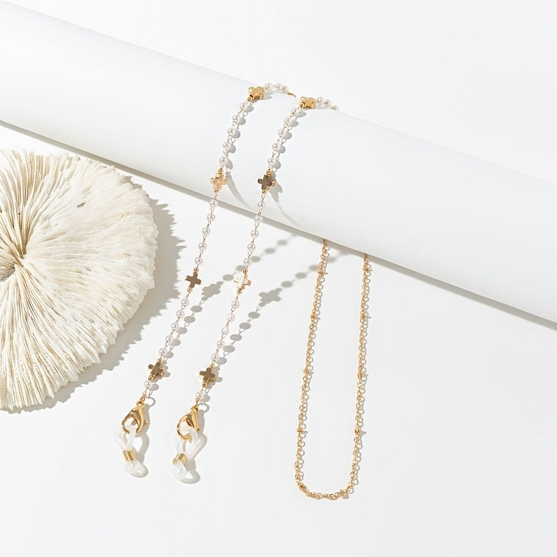 Stylish Glasses Chain Pearl Mask Chain Cross Crown Pendants