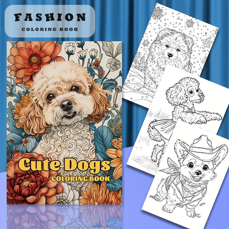 Dogs Coloring Book for Adults & Teens, Relaxation, 22 Pages