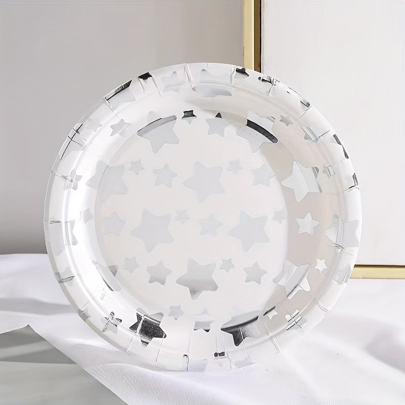 10pcs Modernist Striped Disposable Dinner Plate For Party