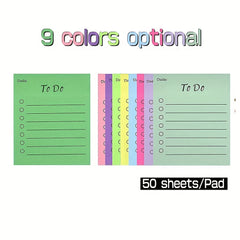 2pcs To Do List Sticky Notes 9 Colors 50 Sheets Pad Memo To Do Lined Sticky Note