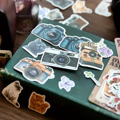 40pcs Vintage Plant & Flower Cat Stickers for DIY Crafts