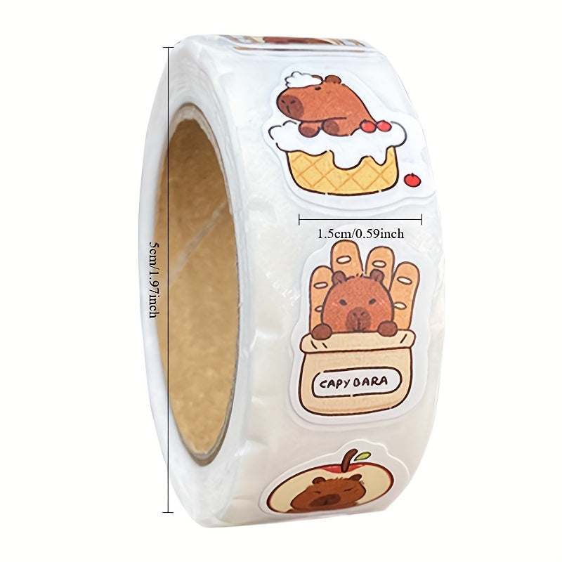 500pcs Capybara Stickers Adorable Animal Designs Sleeping Hamburger Cake