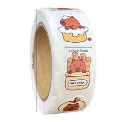 500pcs Capybara Stickers Adorable Animal Designs Sleeping Hamburger Cake