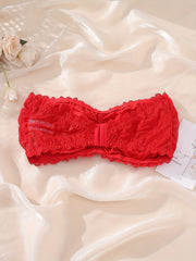 Women's Plus Ruched Heart Lace Tube Bra