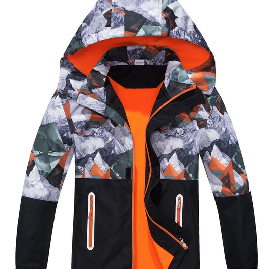 Boys Camo Rain Jacket Waterproof Coat With Hood