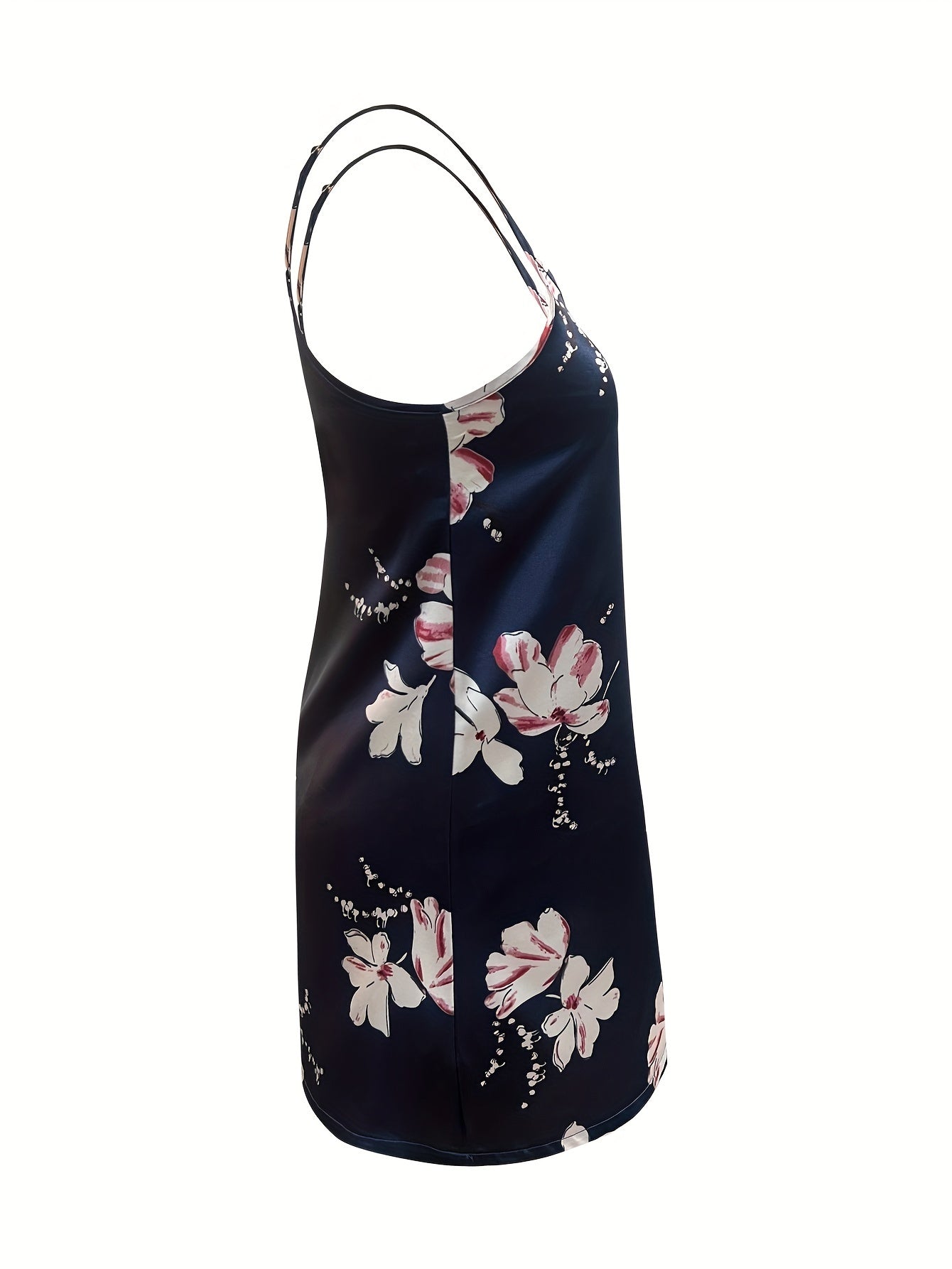 Floral Print Nightdress Crew Neck Sleep Dress Women's Sleepwear