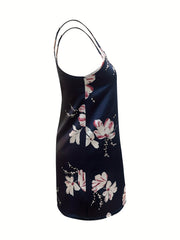 Floral Print Nightdress Crew Neck Sleep Dress Women's Sleepwear