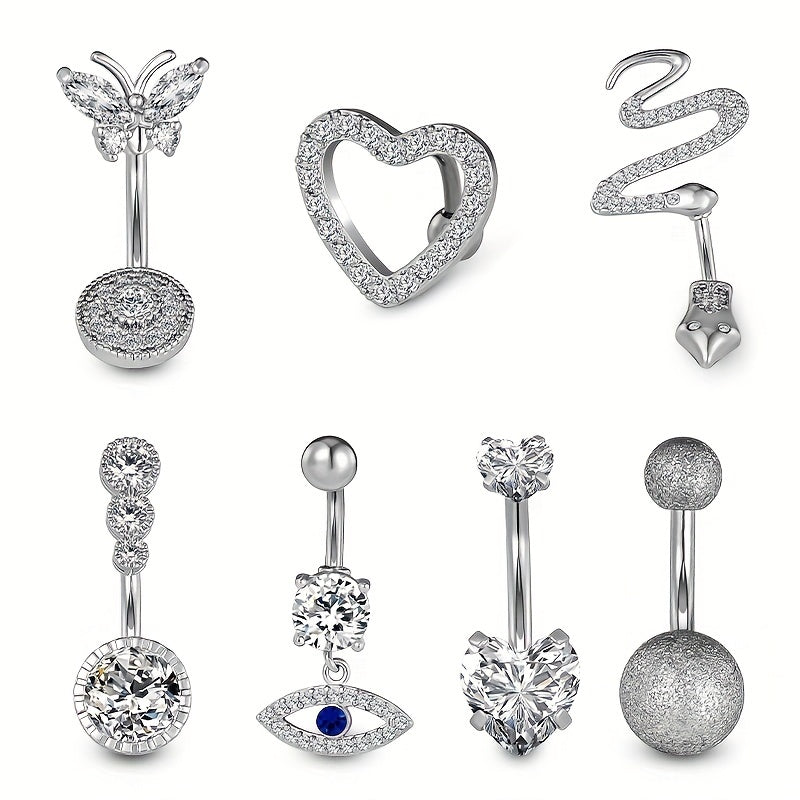 Heart Shape Zircon Belly Button Ring for Women & Girls