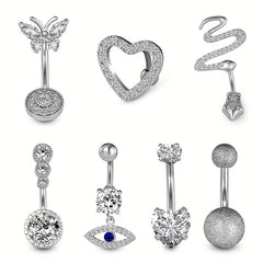 Heart Shape Zircon Belly Button Ring for Women & Girls