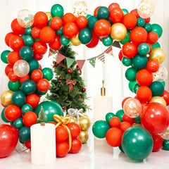 Christmas Balloon Garland 157pcs Green Red Golden Confetti Balloons