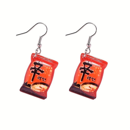 Y2K Kpop Instant Noodles Resin Drop Earrings Food Dangle Women Jewelry