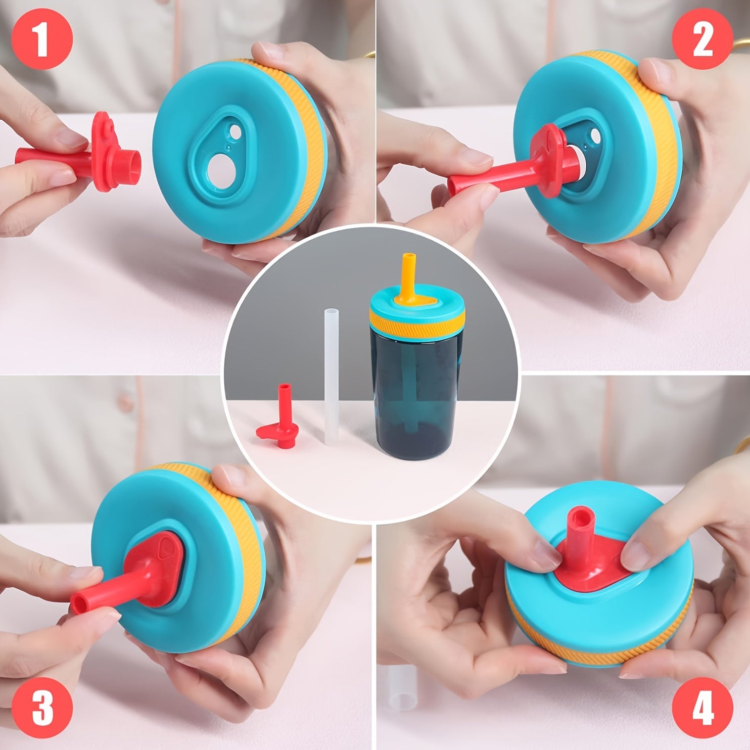 1pc Silicone Reusable Water Bottle Straw Cup Accessories