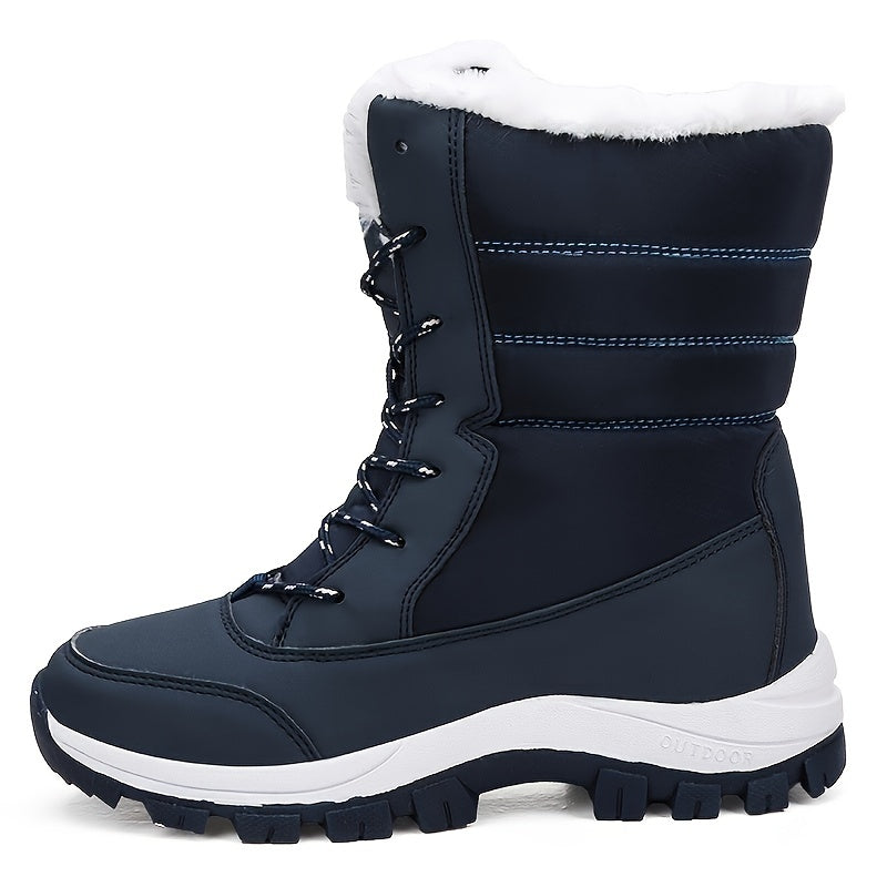 Women's Contrast Snow Boots Winter Mid Calf Thermal Boots