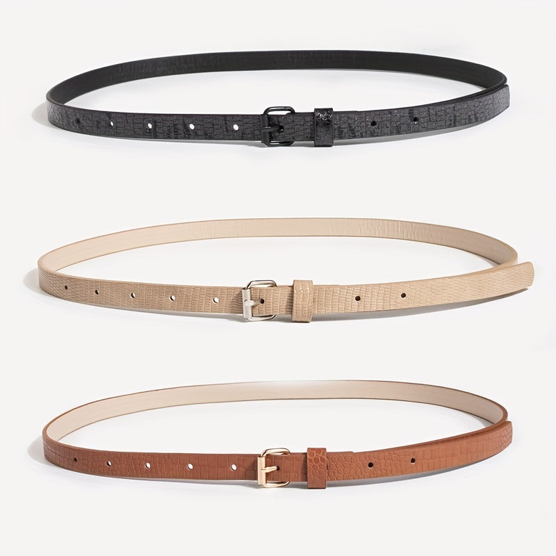 3pcs Snake Pattern PU Belt Casual Girdle For Women