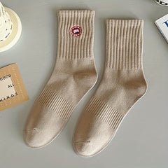 Men's Embroidered Cotton Socks for Outdoor Activities