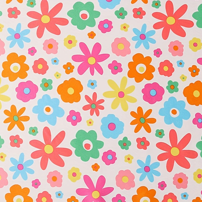 Cartoon Flower Print Bandana Silk Scarf Headband Face Covering