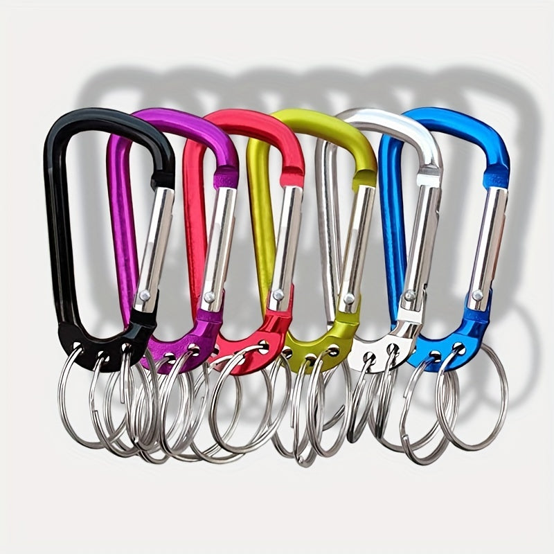 6pcs Aluminum D Buckles w/ 3 Key Rings Quick Release Carabiner