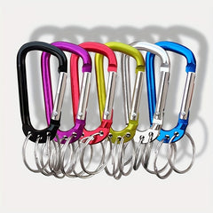 6pcs Aluminum D Buckles w/ 3 Key Rings Quick Release Carabiner