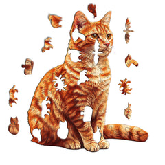 Wooden Cat Puzzle Irregular Animal Jigsaw Brain Teaser Artistic Decor