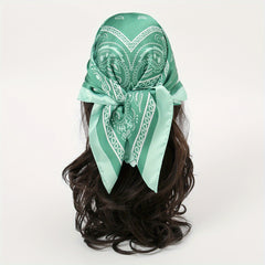 Casual Paisley Print Bandana Classic Satin Square Scarf For Women
