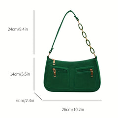Felt Baguette Bag Chain Shoulder Underarm Purse Street Wear