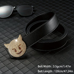 Men's Rhinestones Cat Buckle Belt Hip Hop Style