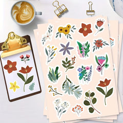 105pcs Flower Stickers Waterproof PVC for Planners Notebooks Cups