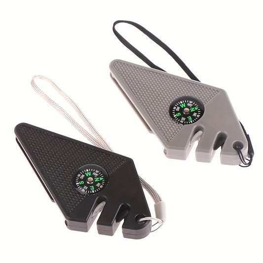 Mini Sharpener with Compass for Outdoor Camping