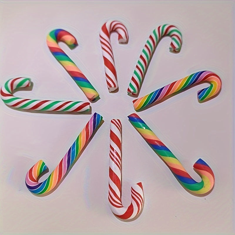 8pcs Christmas Candy Canes Rainbow Candy Decoration Supplies