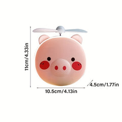 3 in 1 Compact Mirror Fan LED Light USB Rechargeable Cute Dog Head Shape
