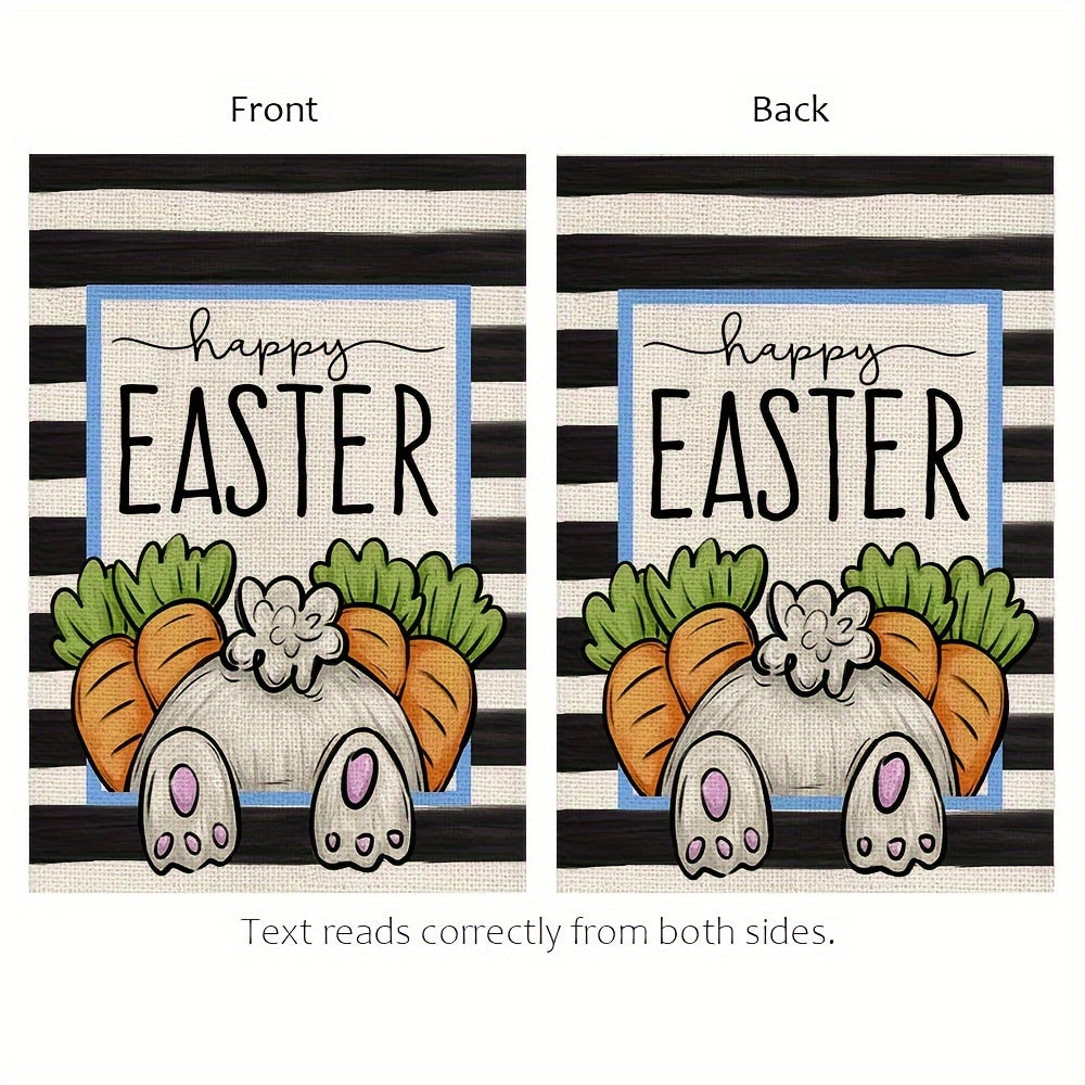 Happy Easter Garden Flag Rabbit 30 48 45 72 Cm Double Sided Carrots Stripes